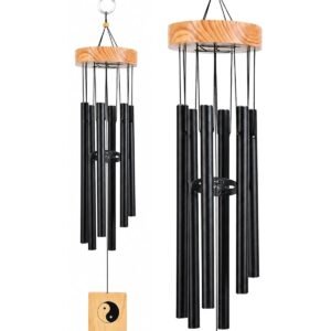 Yin Yang metal wind chime with hanging bells