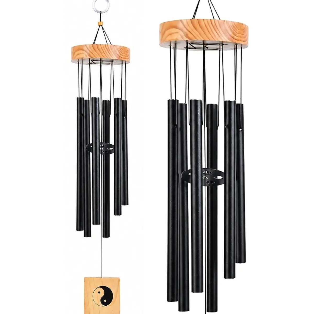 Yin Yang Metal Wind Chime with Hanging Bells (21 Inch)